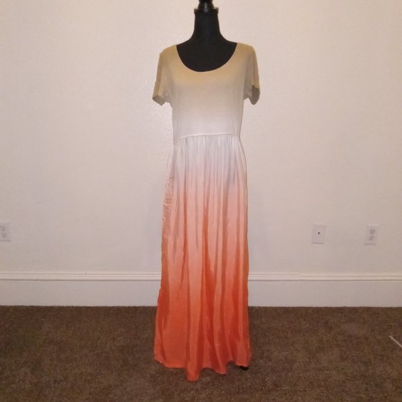 Salmon Peachy Pink Colorshift maxi dress - Picture 8 of 8